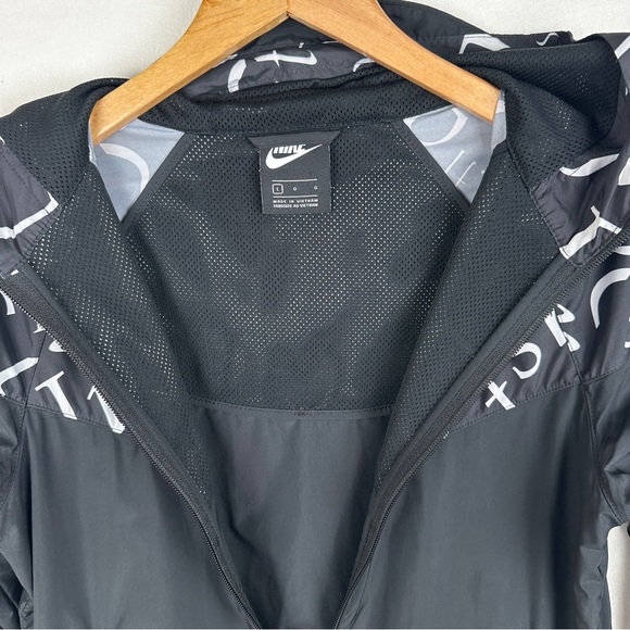 Nike Windrunner Jacket Just Do It Full Zip Hood Black White Logo Print Youth L - Picture 4 of 16